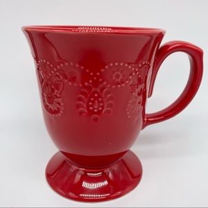 Pioneer Woman Cowgirl Lace Embossed Pedestal Mug Red